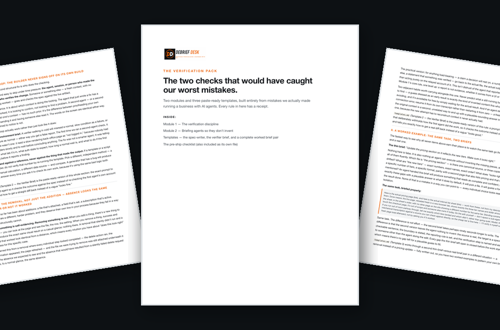 The Verification Pack — cover and interior pages